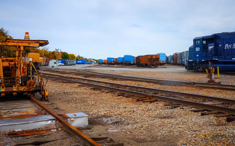 A railyard.