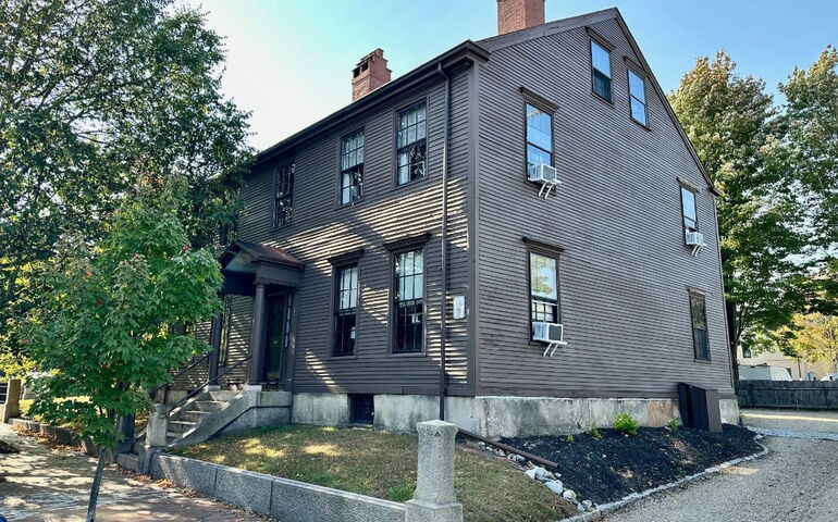 A  house with gray siding.