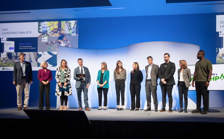 Launchpad participants on stage 