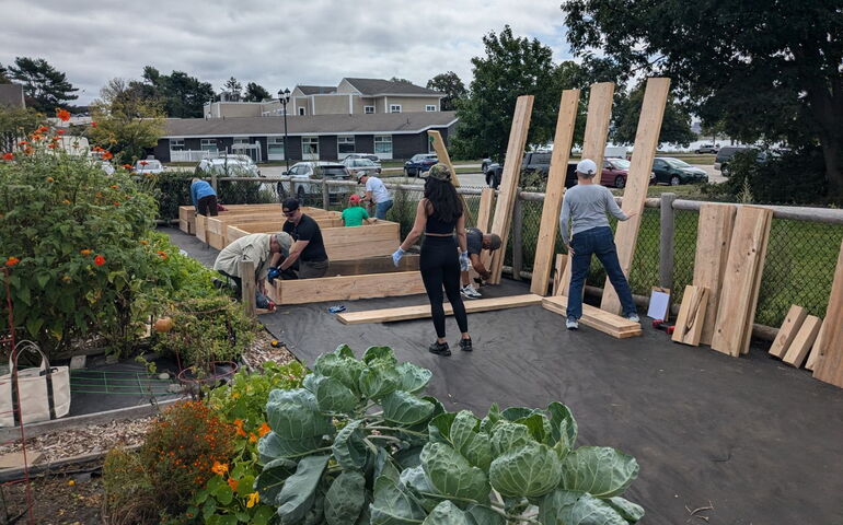 People build raised garden beds.