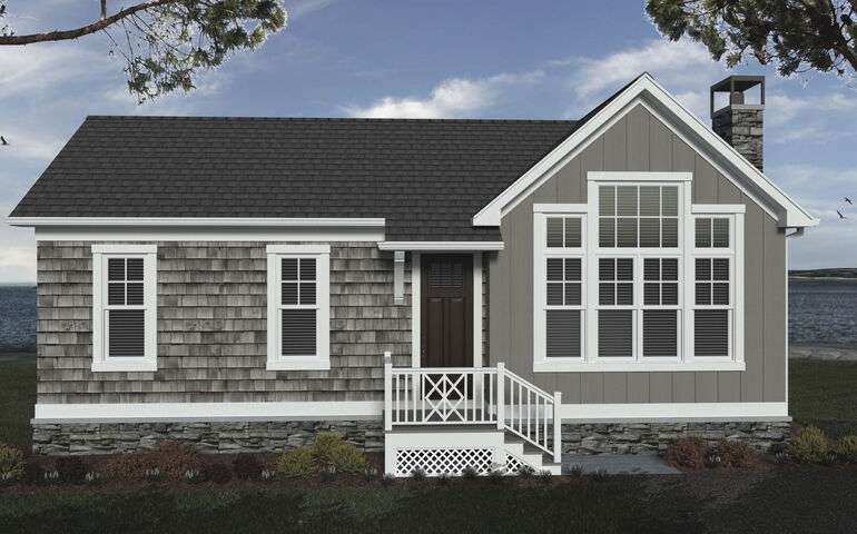 A rendering shows a small house.