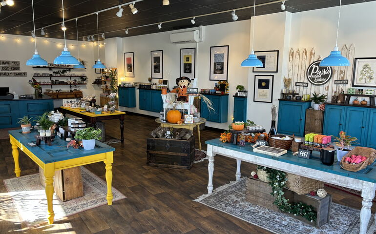 The inside of a shop.