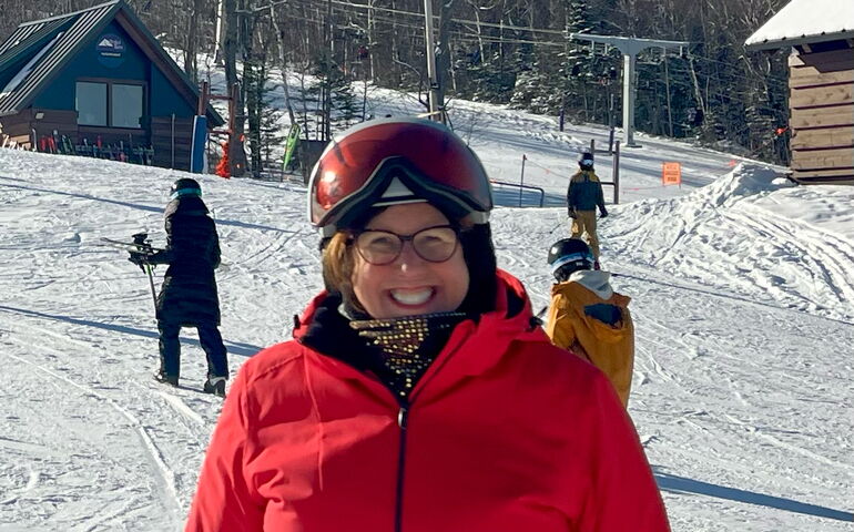 Nancy Marshall on the ski slopes