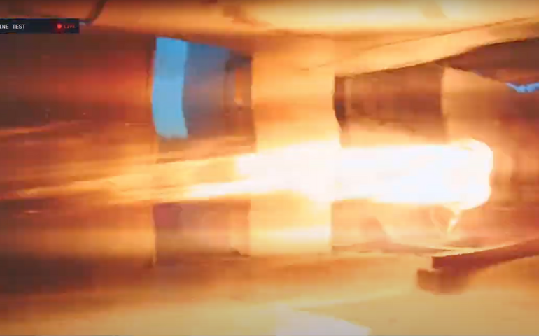 A fiery scene is confined to a concrete space