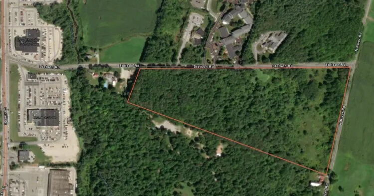 Aerial view of forested lot off Stetson Road