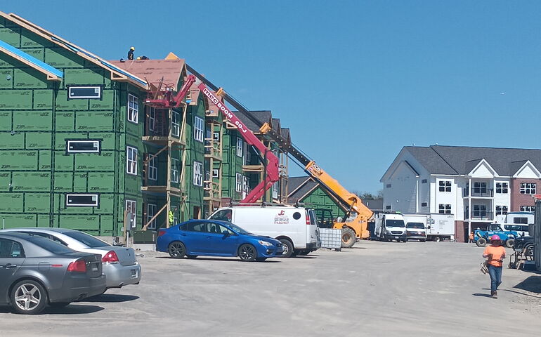 apartment buildings under construction