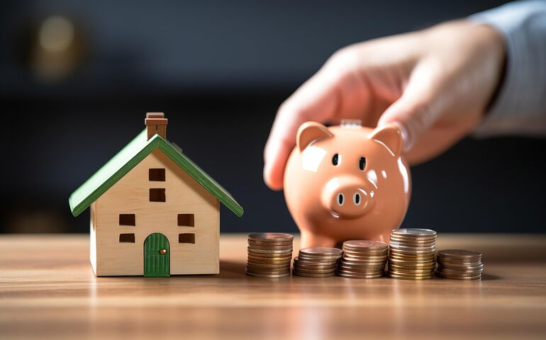 piggy bank with cash 