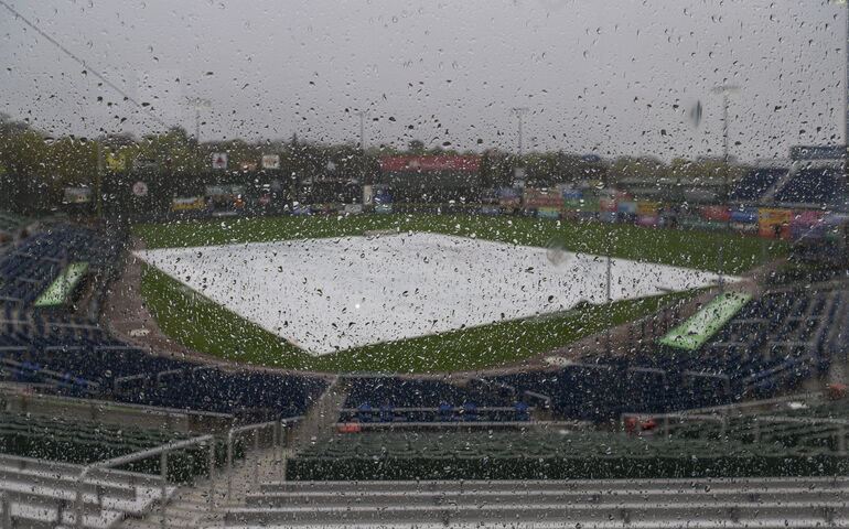 Portland Sea Dogs home stadium in the rain