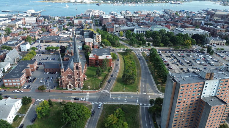 aerial view of Portland's Franklin Street