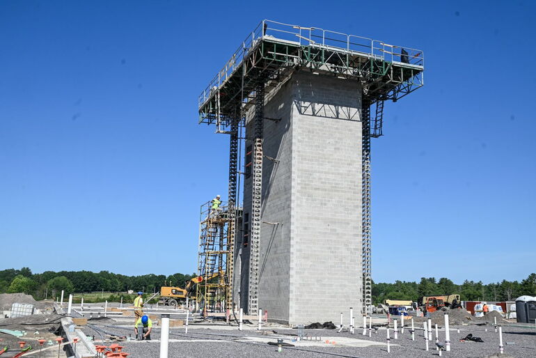 The beginnings of stair and elevator towers 