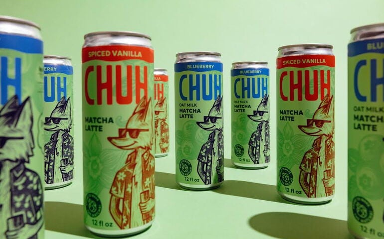 Cans of Chuh matcha latte drink 