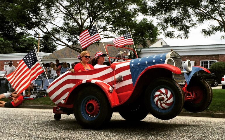 Festive car July 4th weekend parade 