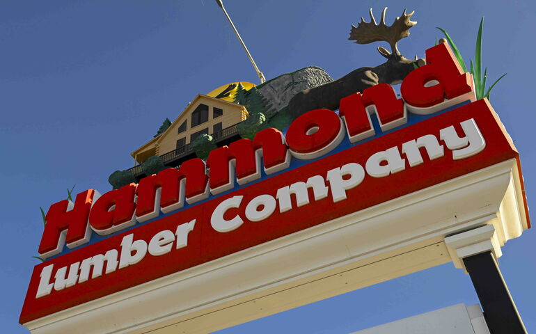 Hammond Lumber store sign in Greenville. 