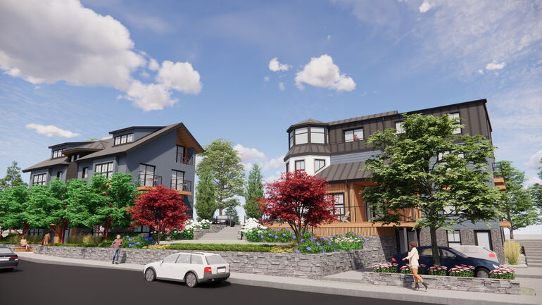 two small hotel buildings