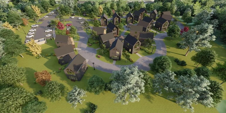 aerial view of a condo complex
