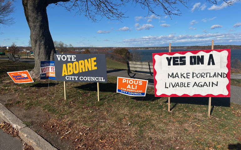 election placards in Portland 