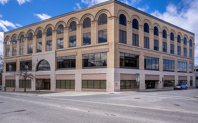 Exterior view of Peck building in downtown Auburn