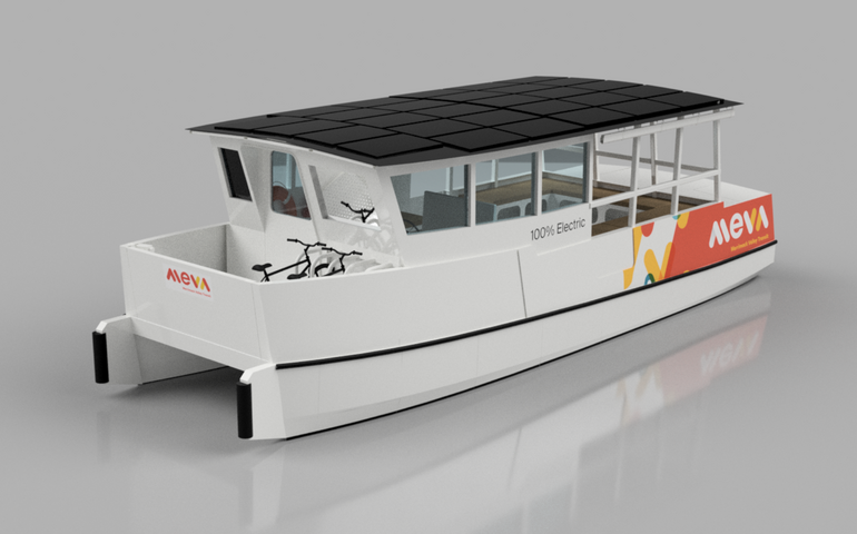 A drawing shows a boat with two hulls.