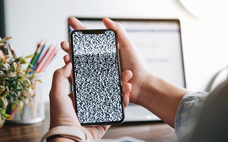 Cell phone with pixels on it 