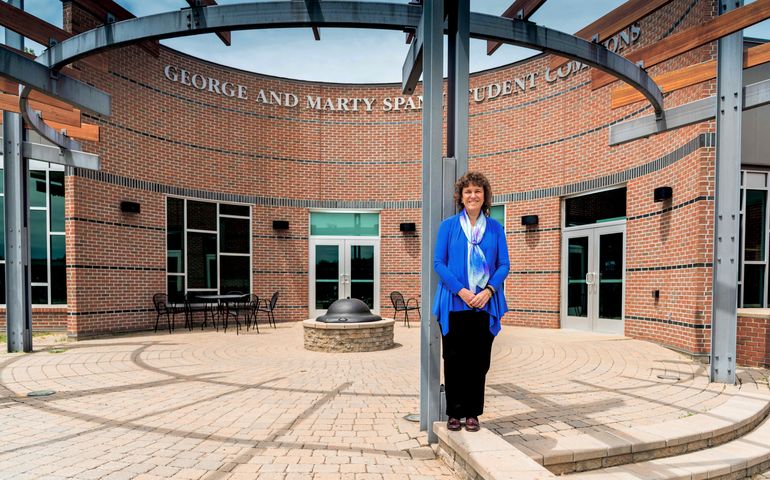 Laurie Lachance at the campus of Thomas College
