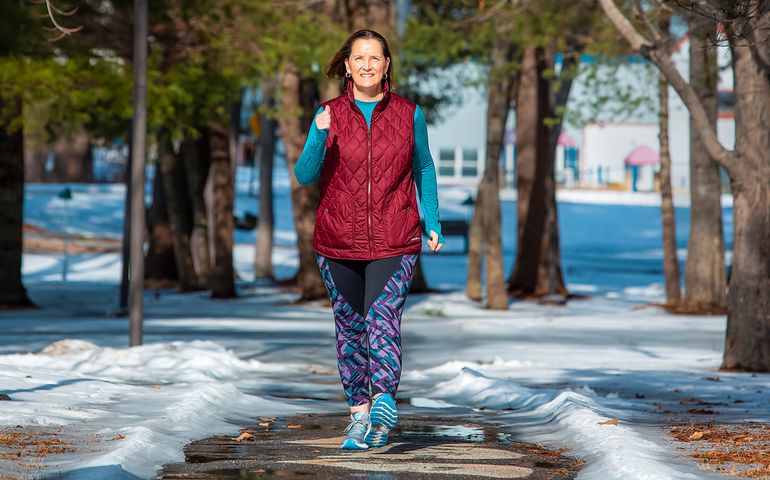 woman walking on a path