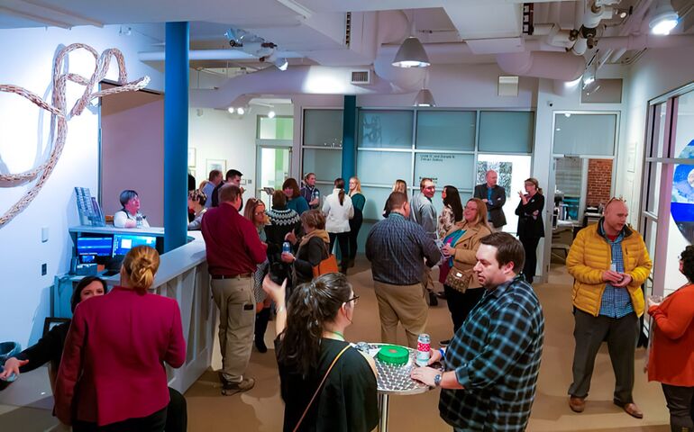 People gathering at networking event 