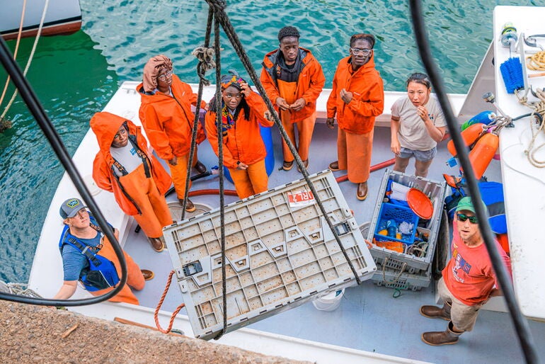 Lift All Boats kids on lobster boat 