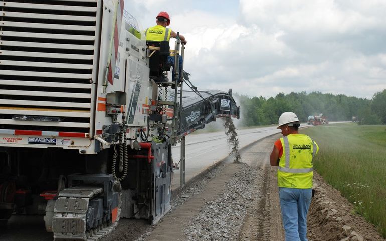 Maine highway crew works on road